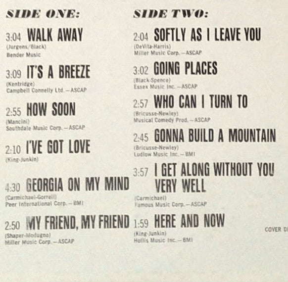 Matt Monro : Walk Away (LP, Album, Mono)