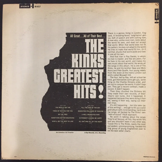 The Kinks : The Kinks Greatest Hits! (LP, Comp, RP, Win)