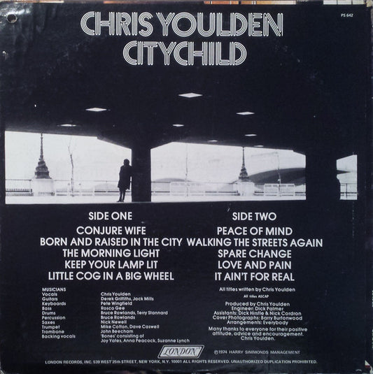 Chris Youlden : Citychild (LP, Album, BW)