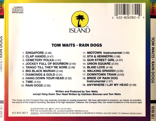 Tom Waits : Rain Dogs (CD, Album, RE)