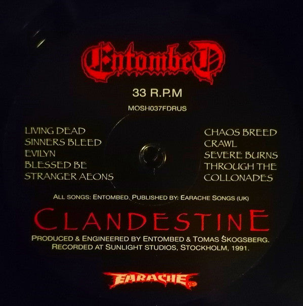 Entombed : Clandestine (LP, Album, RE, RM)