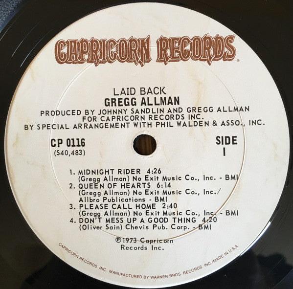 Gregg Allman : Laid Back (LP, Album, Pit)