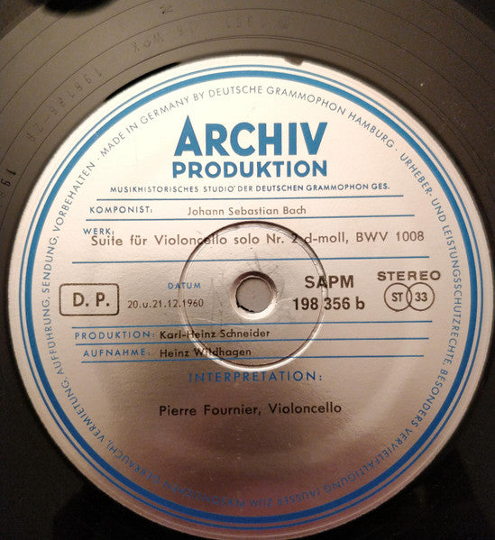 Johann Sebastian Bach – Pierre Fournier : Sechs Suiten Für Violoncello Solo (BWV 1007-1012) (3xLP, RP + Box)
