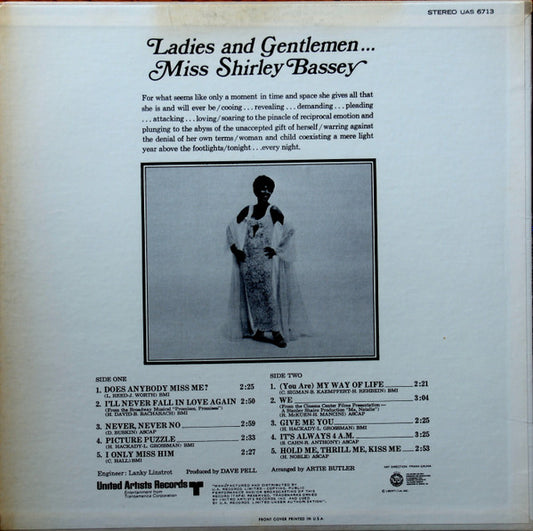 Shirley Bassey : Does Anybody Miss Me (LP, Album, RE)