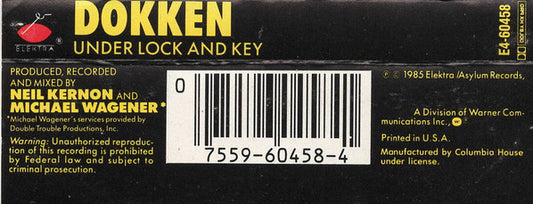 Dokken : Under Lock And Key (Cass, Album, Club)