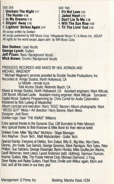 Dokken : Under Lock And Key (Cass, Album, Club)