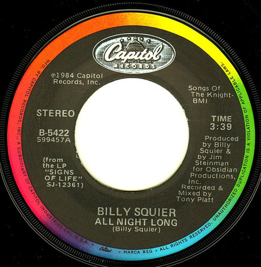 Billy Squier : All Night Long (7", Single)