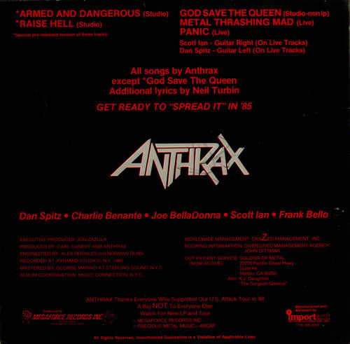 Anthrax : Armed And Dangerous (12", EP, Tra)