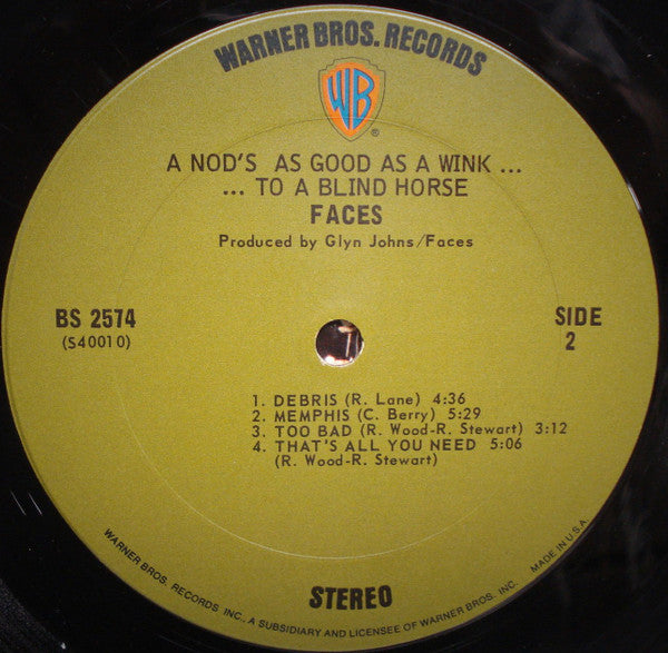 Faces (3) : A Nod Is As Good As A Wink... To A Blind Horse (LP, Album, Pit)