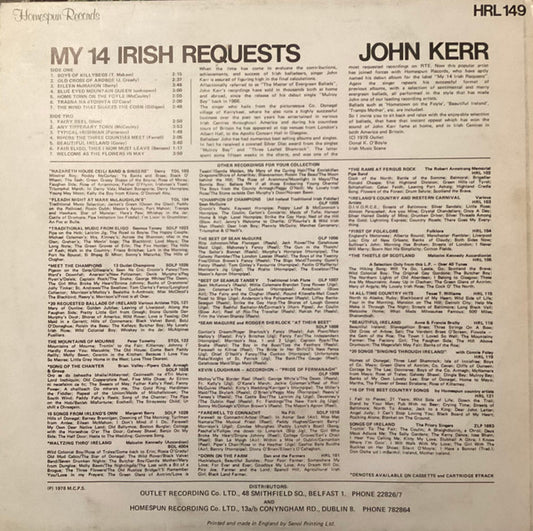 John Kerr (2) : My 14 Irish Requests (LP, Album)