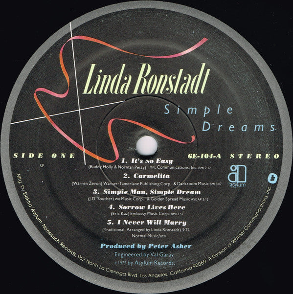Linda Ronstadt : Simple Dreams (LP, Album, SP )