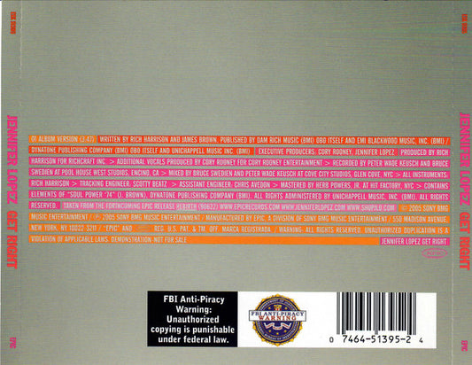 Jennifer Lopez : Get Right (CD, Single, Promo)