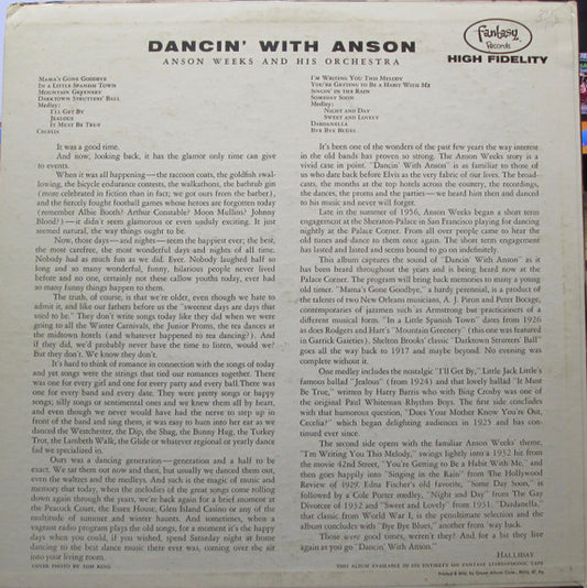 Anson Weeks And His Orchestra : Dancin' With Anson (LP, Album, Mono, Red)