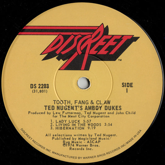 Ted Nugent's Amboy Dukes* : Tooth, Fang & Claw (LP, Album, Win)