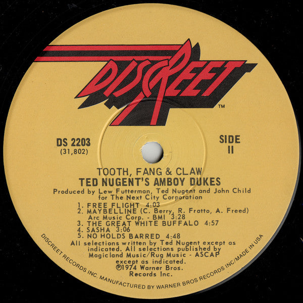 Ted Nugent's Amboy Dukes* : Tooth, Fang & Claw (LP, Album, Win)