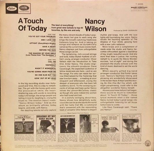 Nancy Wilson : A Touch Of Today (LP, Album, Mono, Scr)