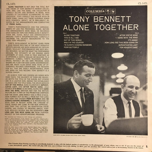 Tony Bennett : Alone Together (LP, Mono)