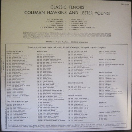 Coleman Hawkins And Lester Young : Classic Tenors (LP, Comp)