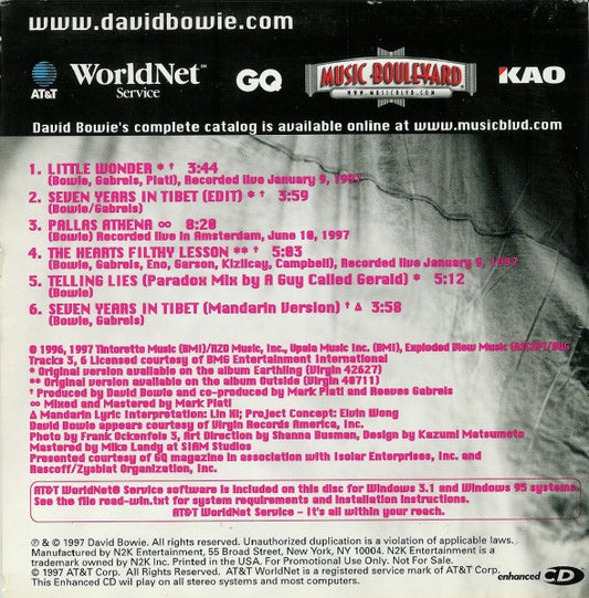 David Bowie : Earthling In The City (CD, Enh, Promo)