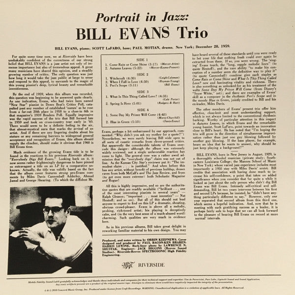 Bill Evans Trio* : Portrait In Jazz (2x12", Album, RE, RM, 180 + Box, Ltd, Num, S/Editi)