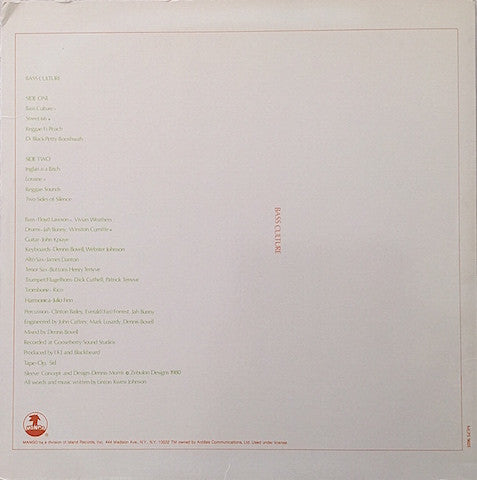 Linton Kwesi Johnson : Bass Culture (LP, Album, Kee)