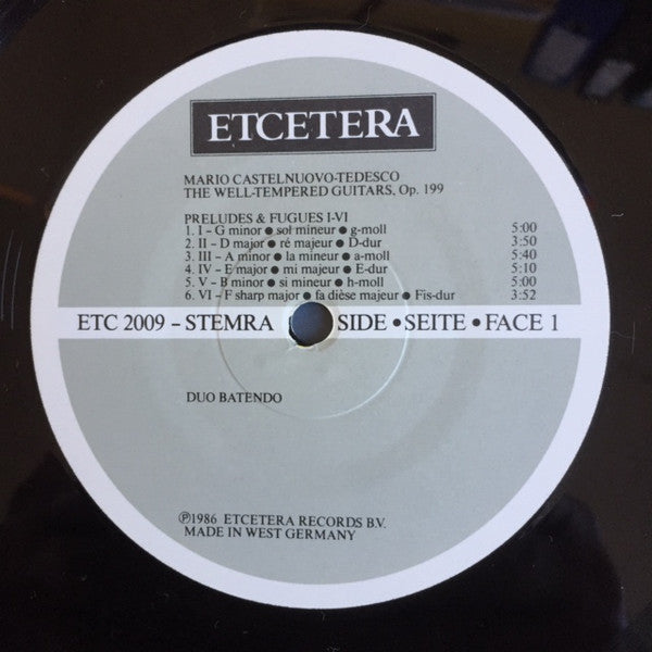 Castelnuovo-Tedesco*, Duo Batendo : The Well-tempered Guitars - 24 Preludes & Fugues Op.199 (LP, Album, Gat)