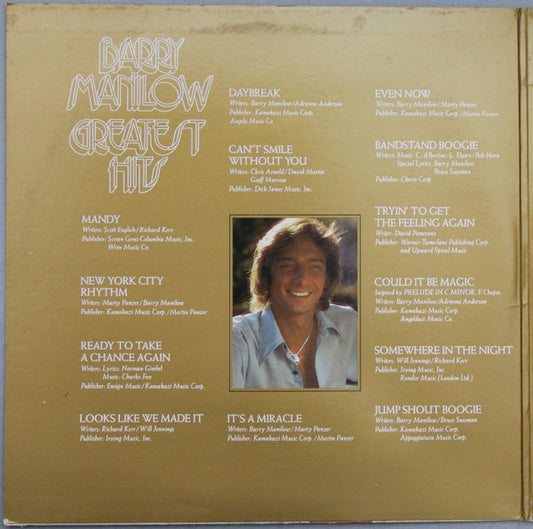 Barry Manilow : Greatest Hits (2xLP, Comp, Club, RP, Pit)