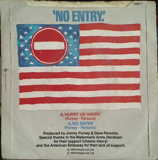 Sham 69 : Hurry Up Harry / No Entry (7", Single, Ban)