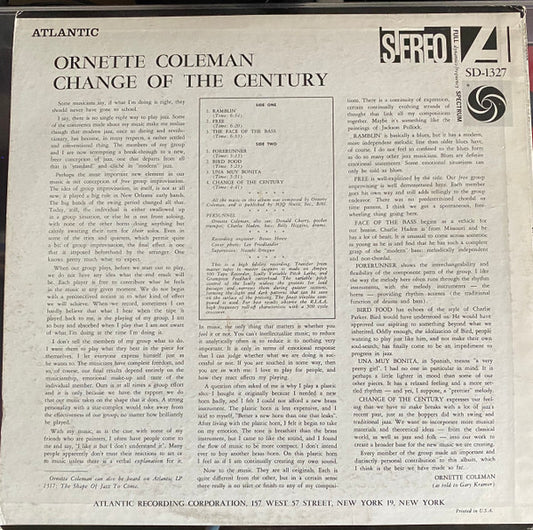 Ornette Coleman : Change Of The Century (LP, Album, RP)