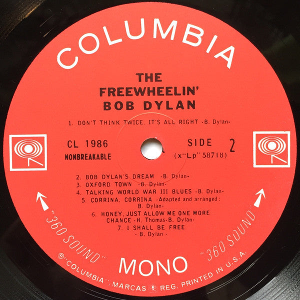 Bob Dylan : The Freewheelin' Bob Dylan (LP, Album, Mono, RE, RP, 360)