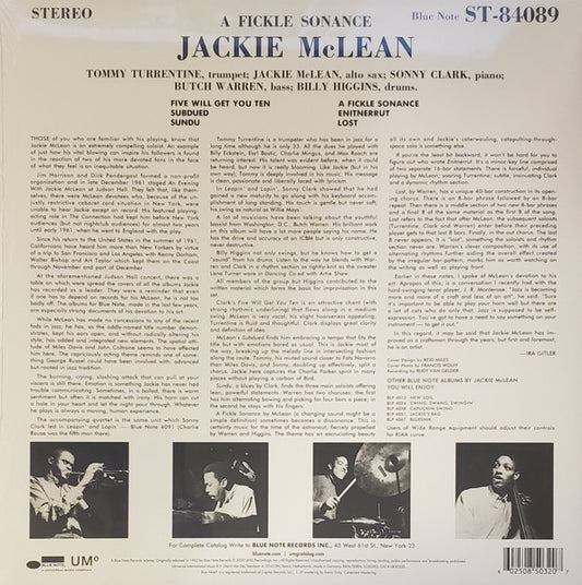 Jackie McLean : A Fickle Sonance (LP, Album, RE, 180)
