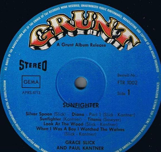 Paul Kantner, Grace Slick : Sunfighter (LP, Album)
