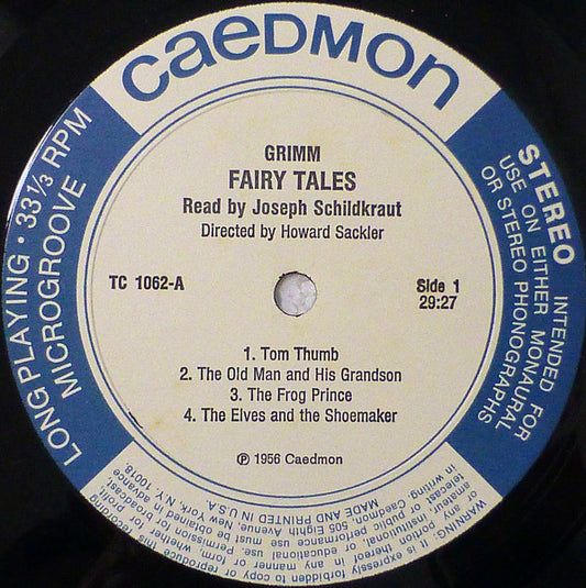 Joseph Schildkraut, Gebrüder Grimm : Grimm's Fairy Tales Read By Joseph Schildkraut (LP, Album)