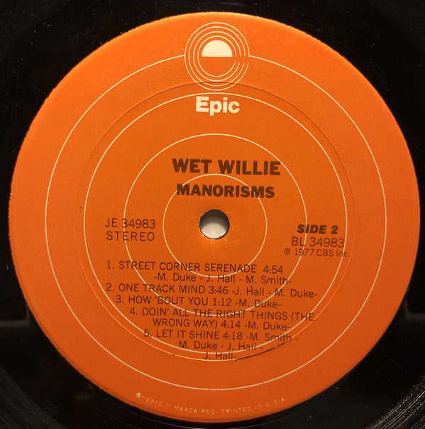 Wet Willie : Manorisms (LP, Album, Ter)
