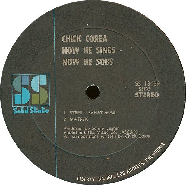 Chick Corea : Now He Sings, Now He Sobs (LP, Album, RP, All)