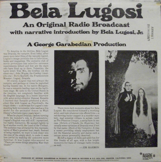 Bela Lugosi : Suspense (An Original Radio Broadcast) (LP, Mono)