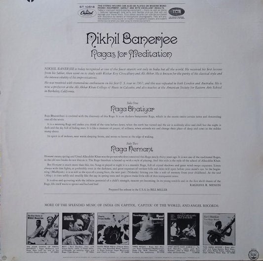 Nikhil Banerjee : Ragas For Meditation (LP)