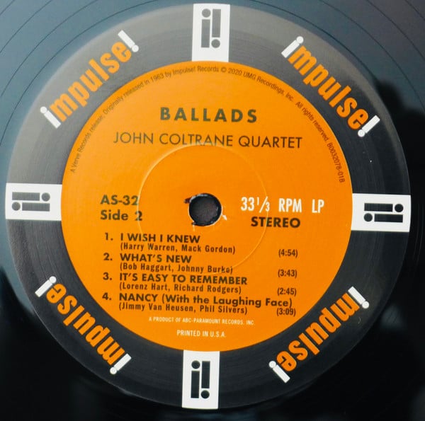 John Coltrane Quartet* : Ballads (LP, Album, RE, RM, 180)