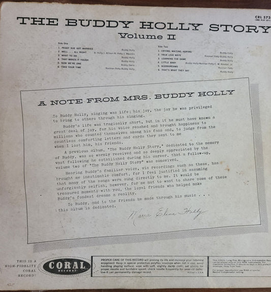 Buddy Holly : The Buddy Holly Story Volume II (LP, Comp, Mono, Pin)