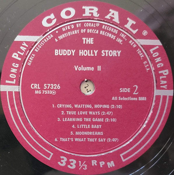 Buddy Holly : The Buddy Holly Story Volume II (LP, Comp, Mono, Pin)