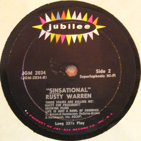 Rusty Warren : Sinsational (LP, Album, Mono, 'Lo)