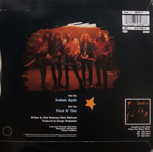 The Black Crowes : Jealous Again (7", Single)