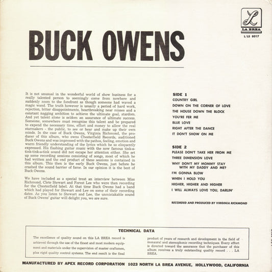Buck Owens : Buck Owens (LP, Album)