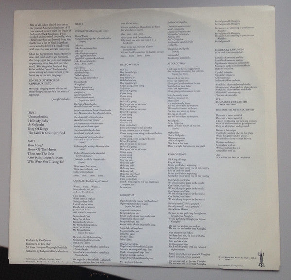 Ladysmith Black Mambazo : Shaka Zulu (LP, Album, SRC)