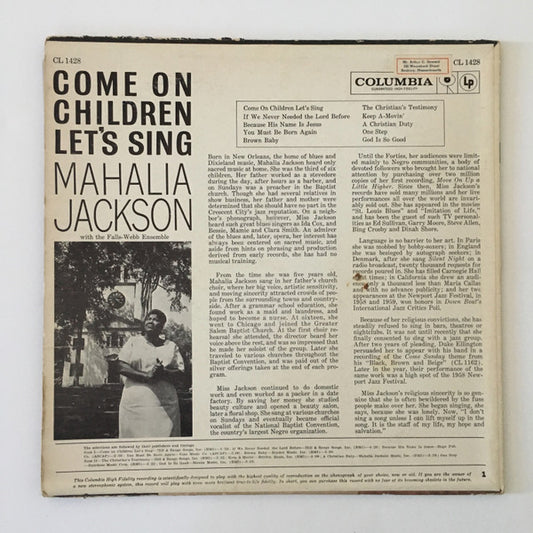 Mahalia Jackson : Come On Children, Let's Sing (LP, Mono)