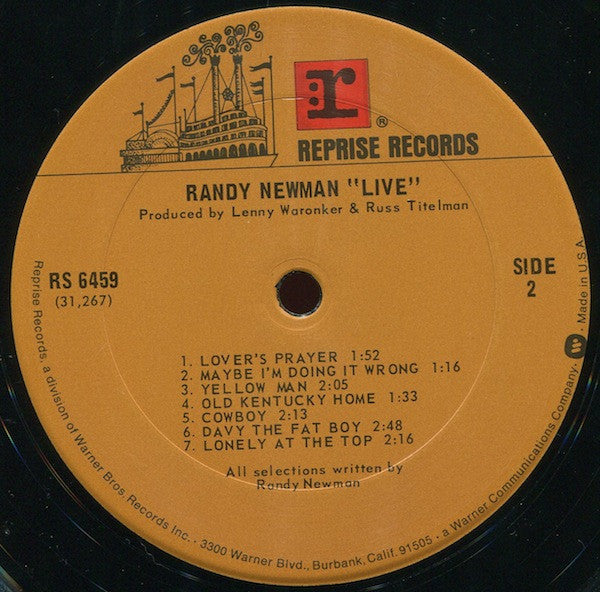 Randy Newman : Live (LP, Album, RP)