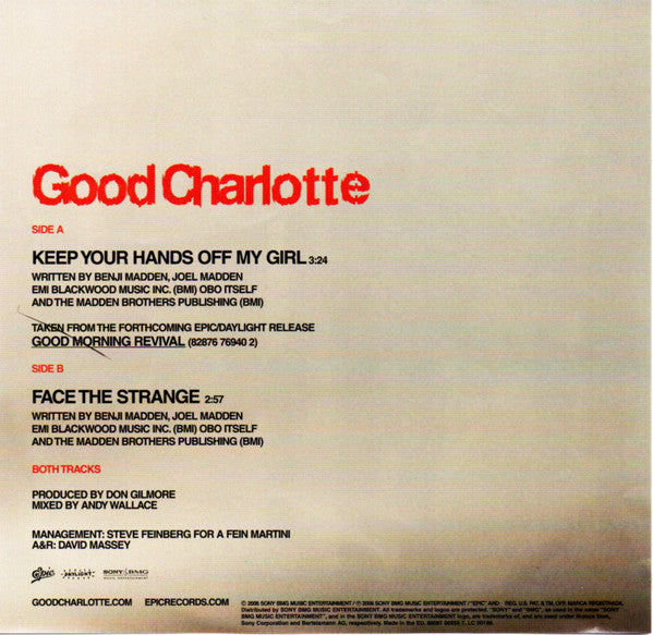 Good Charlotte : Keep Your Hands Off My Girl (7", Single, Pic)