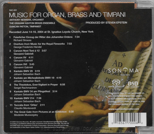 Anthony Newman, The Graham Ashton Brass Ensemble* With Duncan Patton : Music For Organ, Brass And Timpani (SACD, Hybrid, Multichannel, Album)