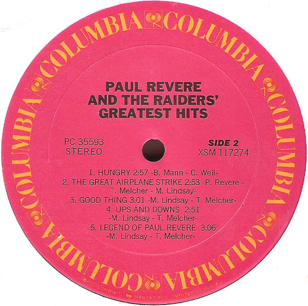 Paul Revere & The Raiders : Greatest Hits (LP, Comp, RE, Car)
