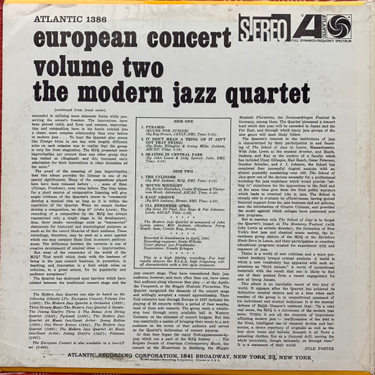 The Modern Jazz Quartet : European Concert Volume Two (LP, Album)